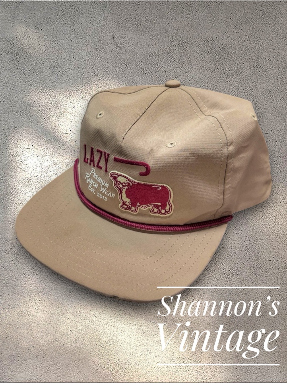 Lazy J Tan & Red Premium Ranch Rope Trucker Hat